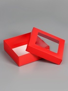 Коробка складная, крышка-дно, с окном, красная, 15×15×5 см - Фото 4