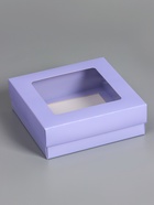 Коробка складная, крышка-дно, с окном, сиреневая, 15×15×5 см 10919413