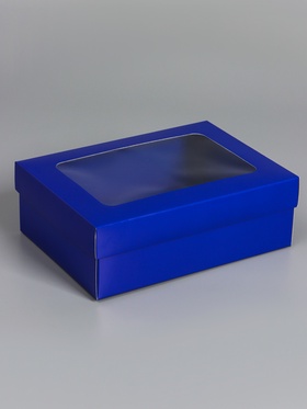 Коробка складная «Синяя», с окном, крышка-дно, 21×15×7 см