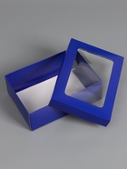 Коробка складная «Синяя», с окном, крышка-дно, 21×15×7 см  (артикул 10919414)  большой выбор товаров оптом и в розницу по низким ценам с доставкой