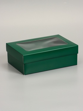 Коробка складная «Армейский зелёный», с окном 21 х 15 х 7 см