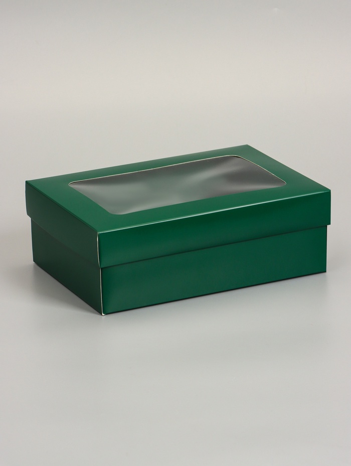 Коробка складная «Армейский зелёный», с окном 21 х 15 х 7 см