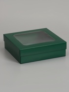 Коробка складная, крышка-дно, армейский зелёный, с окном 20×20×6 см 10919416