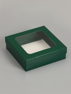 Коробка складная, крышка-дно, армейский зелёный, с окном 20×20×6 см 10919416