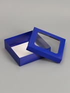 Коробка складная, крышка-дно, синяя, с окном 20×20×6 см 10919417