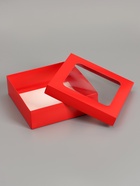 Коробка складная, крышка-дно, красная, с окном 20×20×6 см 10919422