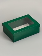 Коробка складная, крышка-дно, с окном, армейский зелёный, 24×17×8 см 10919424