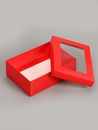 Коробка складная, крышка-дно, с окном, красная, 24×17×8 см - Фото 4