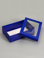 Коробка складная, крышка-дно «Синяя», с окном 30×20×9 см  (артикул 10919435)  большой выбор товаров оптом и в розницу по низким ценам с доставкой