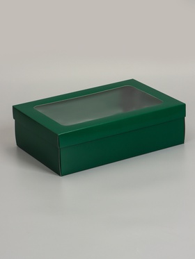 Коробка складная «Армейский зелёный», с окном  30 х  20 х 9 см