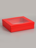 Коробка складная, крышка-дно, красная, с окном, 30×30×8 см 10919438