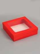 Коробка складная, крышка-дно, красная, с окном, 30×30×8 см 10919438