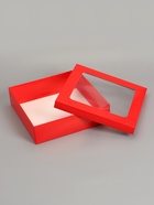 Коробка складная, крышка-дно, красная, с окном, 30×30×8 см - Фото 4