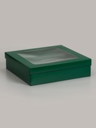 Коробка складная, крышка-дно, армейский зелёный, с окном, 30×30×8 см 10919439