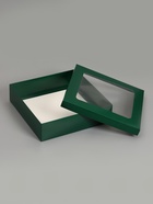 Коробка складная, крышка-дно, армейский зелёный, с окном, 30×30×8 см 10919439