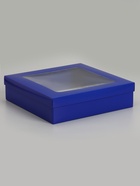Коробка складная, крышка-дно, синяя, с окном, 30?30?8 см (комплект 5 шт) - фото 65463720
