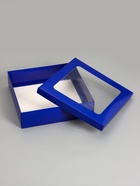 Коробка складная, крышка-дно, синяя, с окном, 30×30×8 см  (артикул 10919441)  большой выбор товаров оптом и в розницу по низким ценам с доставкой