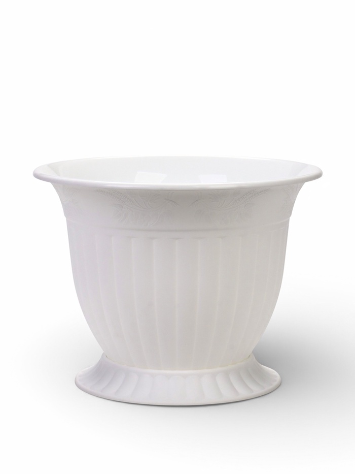 Горшок для цветов «Венеция», 10 л, d=32 см, h=25 см, пластиковый, с поддоном, белый - Фото 1
