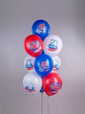 Воздушные шары латексные 12" «23 Февраля. Триколор!», 25 шт.