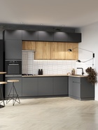 УЦЕНКА Кухонный гарнитур угловой в потолок 3000×1600 Виктория, Графит/Дуб крафт - Фото 1