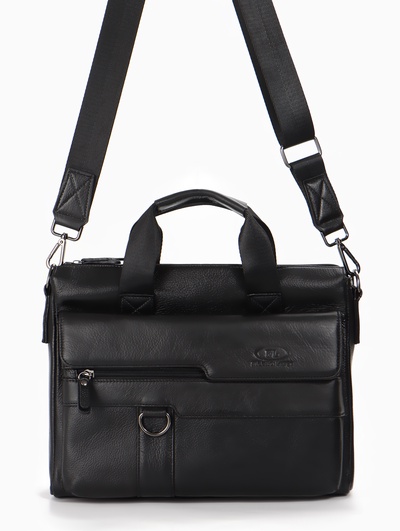 Сумка мужская, деловая, А4, на молнии, с длинным ремнём, чёрная