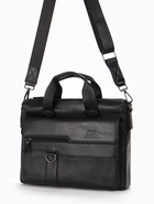 Сумка мужская, деловая, А4, на молнии, с длинным ремнём, чёрная - Фото 14