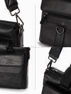 Сумка мужская, деловая, А4, на молнии, с длинным ремнём, чёрная - Фото 9