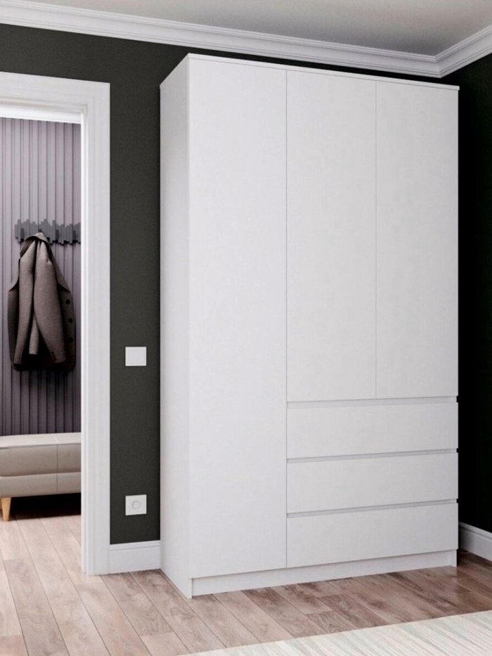 УЦЕНКА Шкаф Мадера распашной, трёхстворчатый, 1200×520×2100, Белый - Фото 1