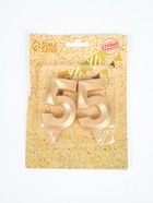 УЦЕНКА Свеча в торт юбилейная "Грань" (набор 2 в 1), цифра 55, золотой металлик, 6,5 см 10980638