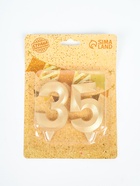 УЦЕНКА Свеча в торт юбилейная "Грань" (набор 2 в 1), цифра 35, цифра 53, золотой металлик, 6,5 см 93 - Фото 4