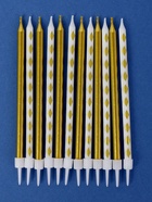 УЦЕНКА Набор свечей для торта "Ромбики", 12 шт, золотой и белый 10980655