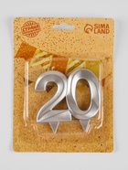 УЦЕНКА Свеча в торт юбилейная "Грань", цифра 20, серебро - Фото 4