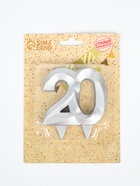 УЦЕНКА Свеча в торт юбилейная "Грань", цифра 20, серебро - Фото 5