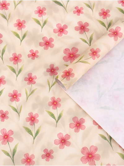 Бумага упаковочная крафтовая «Розовый цветы», 50 × 70 см