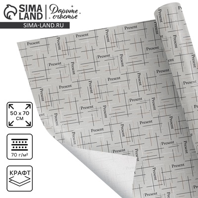 Бумага упаковочная крафтовая Present, 50 × 70 см
