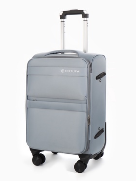 Чемодан на колёсах TEXTURA, 52 л, кодовый замок, с увеличением, 36×25×58 см, 20", серый