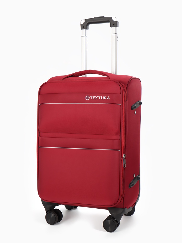 Чемодан на колёсах TEXTURA, 52 л, кодовый замок, с увеличением, 36×25×58 см, 20", красный - Фото 1