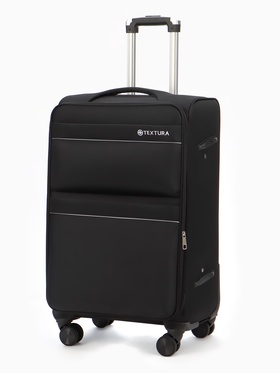 Чемодан 24",Текст,42*26*68,отд на молнии,2 нар/карм, увелич,код замок,4 колеса, черный