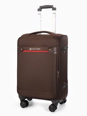 Чемодан 20",Текст,36*25*58,отд на молнии,1 нар/карм, увелич,код замок,4 колеса, коричневый   1094084