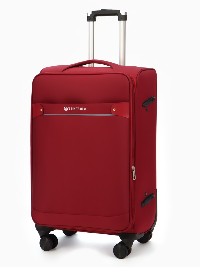 Чемодан на колёсах TEXTURA, 74 л, кодовый замок, с увеличением, 42×26×68 см, 24", красный - Фото 1
