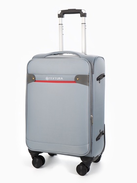 Чемодан на колёсах TEXTURA, 52 л, кодовый замок, текстильный, с увеличением, 36×25×58 см, 20", серый