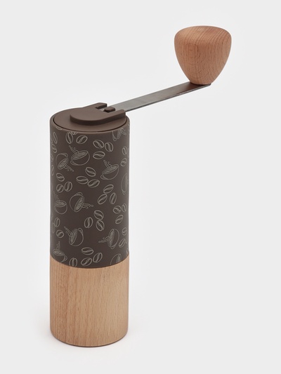 Кофемолка механическая Доляна «Робуста», 21×5.5 см, пластик, светлое дерево