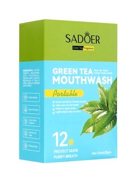 Набор ополаскивателей для рта в стиках со вкусом зеленого чая, 20 шт. по 10 мл
