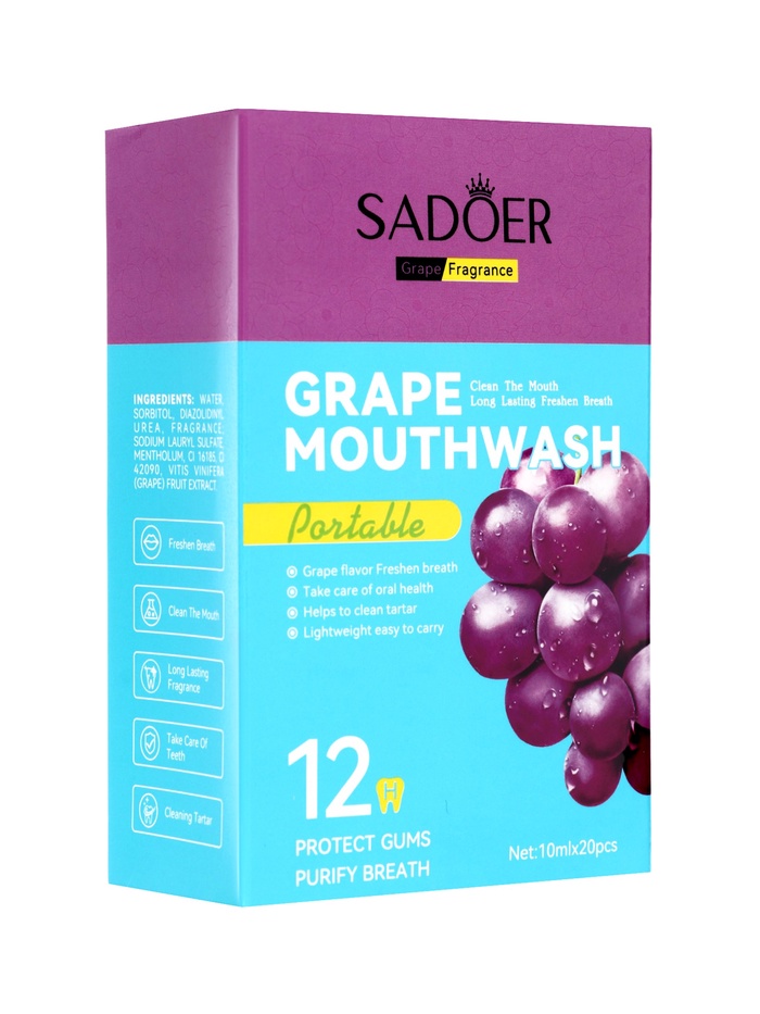 Набор ополаскивателей для рта в стиках со вкусом винограда, 20 шт. по 10 мл - Фото 1
