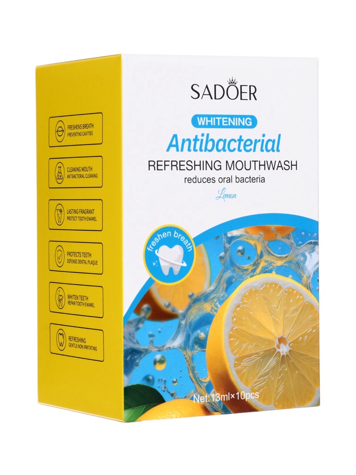 Набор Антибактериального ополаскивателя для полости рта SADOER, лимон, 10 шт. по 13 мл