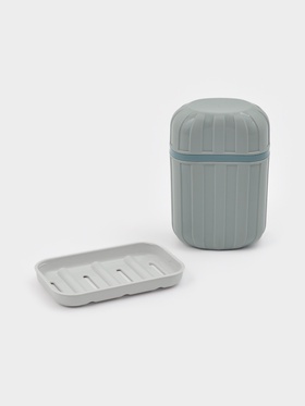 Мыльница для ванной дорожная с крышкой, серая