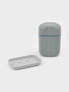 Мыльница для ванной дорожная с крышкой, серая - Фото 4