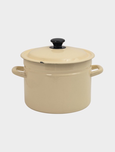 УЦЕНКА Кастрюля эмалированная, 6 л, d=23.5 см, с крышкой, цилиндрическая, слоновая, кости