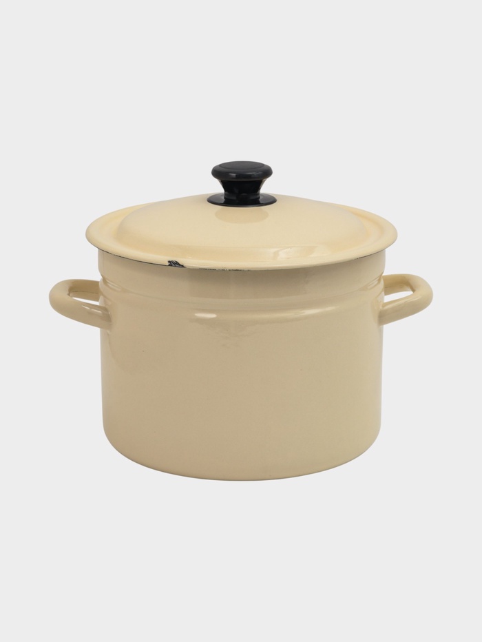 УЦЕНКА Кастрюля эмалированная, 6 л, d=23.5 см, с крышкой, цилиндрическая, слоновая, кости - Фото 1