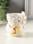 Карандашница сувенирная «Сова с лейкой», 8×8 см, гипс, белый перламутр 10970186